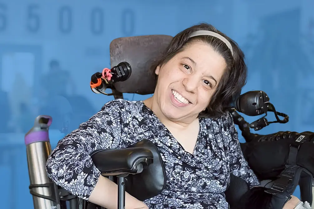 Founder, innovator and quadriplegic wheelchair user Adriana Mallozzi smiling